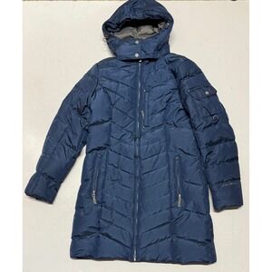 Eddie Bauer Sun Valley Down Parka Coat Womens M Winter Long Puffer‎ Hooded Blue